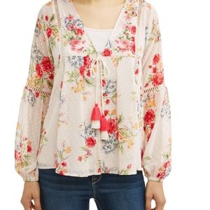 Time & True Floral Blouse Jacket | Size L (12-14)